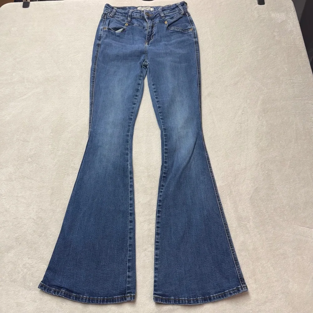 Rock & Roll Denim Womens High Rise Flare Jeans W28 L34 Medium Wash Blue